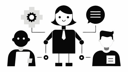 Poster - Characters using artificial intelligence represented through engaging vector illustrations for technology innovation digital transformation and AI content