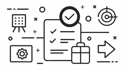 Poster - Business strategy design featuring line editable action plan icons for infographics project planning and productivity enhancing digital illustrations