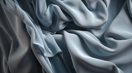 Poster - Soft blue silk fabric texture background draped cloth material elegant textile design smooth flowing surface