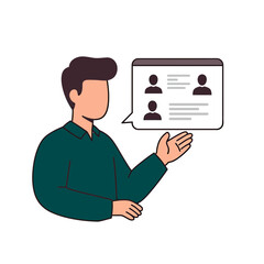 Poster - Digital Interface: A stylish illustration of a professional individual, with a modern interface in a communication bubble, engaged in thoughtful communication and collaboration