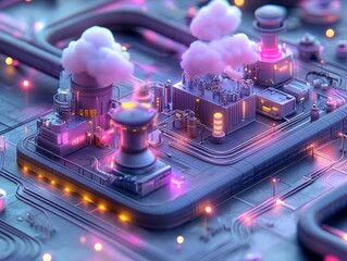 Fototapete - Industrial Nuclear Power Plant