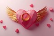 © MdRaselMahmud - Heart with angel wings and gold ring love symbol