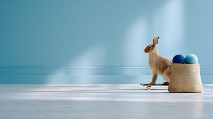 Poster - Bunny on Skateboard with Colorful Balls of excellence in splendor beyond compare with grace