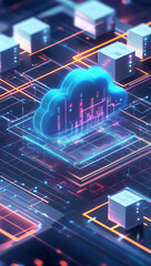 Fototapete - Cloud computing digital information and cyberspace background