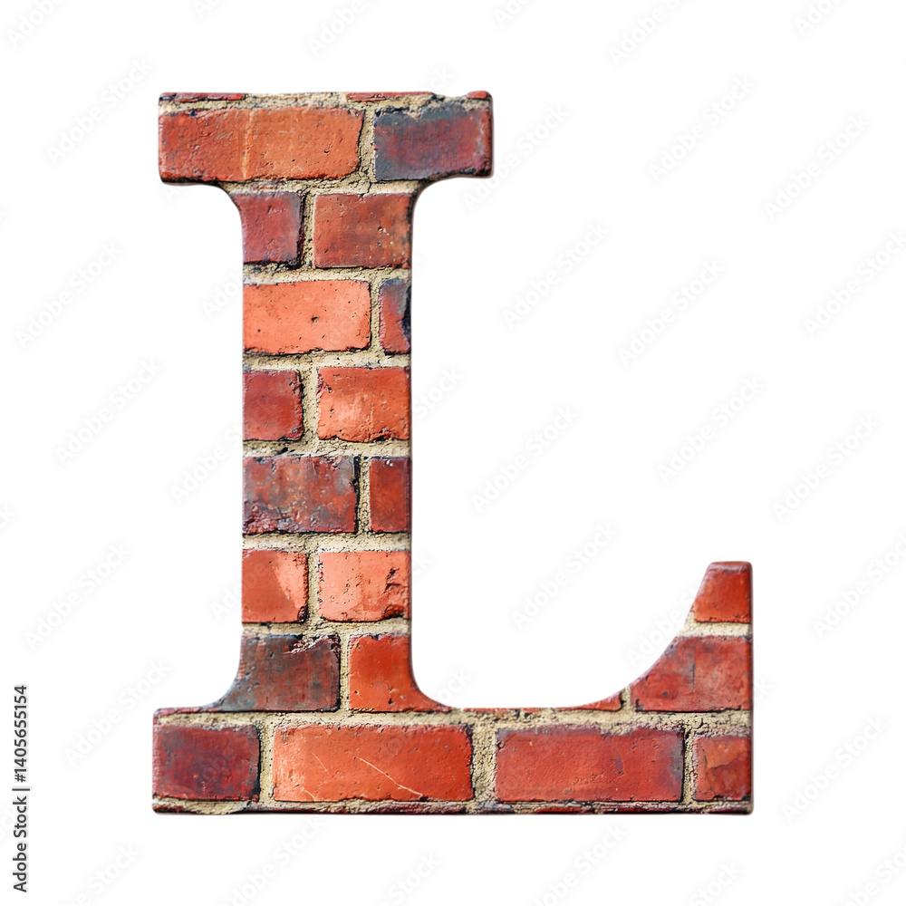 Letter L made of bricks isolated on transparent background PNG Stock ...