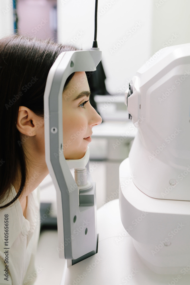 Stock-Foto „Examination of eyes of patient using optical coherence ...