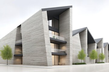 Poster - Modern architectural building with angular design in an urban setting during daylight