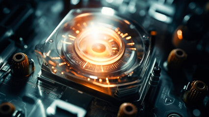 Poster - Detailed view of a computer motherboard components