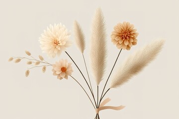 Poster - Decorative flower arrangement featuring soft hues and elegant textures in a minimalist style for home decor inspiration