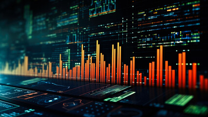 Poster - A close-up of a computer screen showing various graphs and charts, suitable for use in presentations or data analysis
