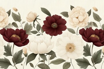 Poster - striking floral design featuring peonies in various colors and sizes ideal for home decor or textile
