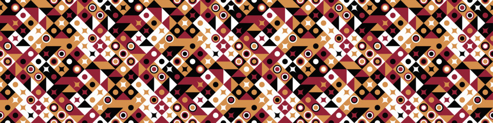 Poster - Horizontal seamless abstract diagonal mosaic pattern background - wide repeating vector design with geometric shapes