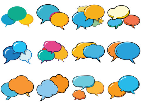 Speech bubbles vector illustration isolated on white background.