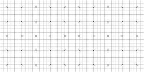 Poster - Square grid texture, grid line paper sheet with crosses, blank grid sheet for technology, drawing and architecture draft, texture of square graph paper, notebook pattern