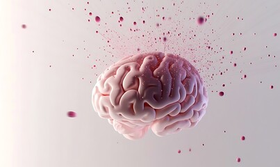 Poster - A digital representation showcases a brain surrounded by vibrant particles, symbolizing the synergy between human creativity and technology in modern art, 