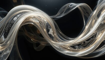 Poster - Fluid motion abstract art digital realm 3d render dark environment dynamic viewpoint conceptual design for visual impact