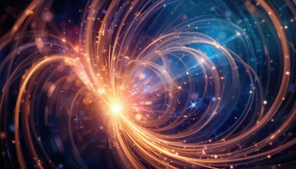 Poster - Dynamic light swirls representing energy flow abstract digital art vibrant colors cosmic environment close-up viewpoint visual concept for digital creativity