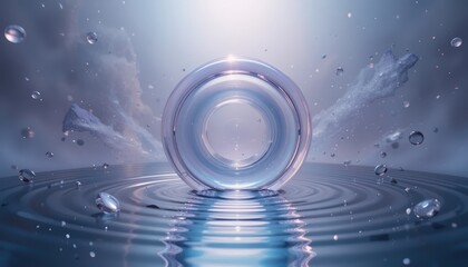Poster - Water ripple effect in a serene environment abstract visual art calm atmosphere digital illustration