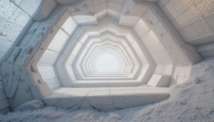 Poster - Intriguing architectural tunnel design digital space 3d render modern environment abstract viewpoint futuristic concept for visual exploration
