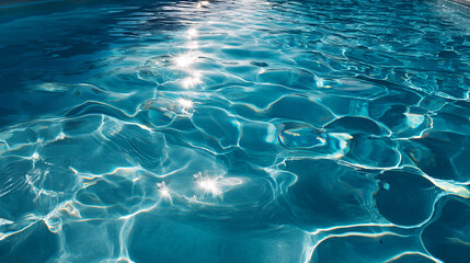 Poster - Teal water texture with light reflections, showing ripples and surface movement, representing serenity, coolness, and refreshment, ideal for summer themes