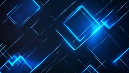 Poster - Abstract glowing lines and squares on dark background