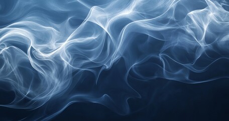 Poster - Abstract smoke swirls in dark blue and white