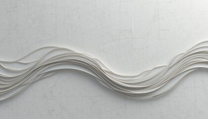 Poster - Flowing white paper wave art installation modern gallery abstract visuals minimalist environment close-up viewpoint conceptual design exploration