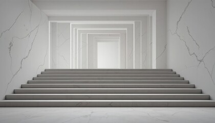 Poster - Dynamic staircase perspective modern interior architectural design minimalist environment symmetrical viewpoint abstract concept for contemporary aesthetics