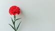 © NeuralNiche - Red carnation flower standing alone on white background