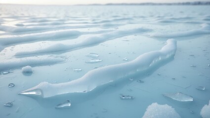 Poster - Crystal ice texture with blue background tones.