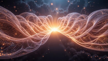 Poster - Dynamic light waves creating energetic patterns digital realm abstract art cosmic environment high-contrast viewpoint energy concept for visual impact