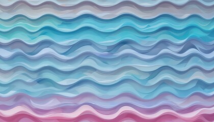 Poster - Abstract wave patterns in serene blue tones digital art calm environment artistic viewpoint relaxation concept for visual meditation