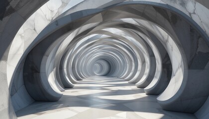 Poster - Dynamic architectural corridor design modern gallery 3d render minimalist environment perspective view abstract concept for visual impact