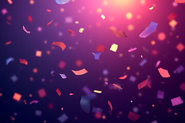 Poster - Colorful Falling Confetti on Glowing Background – Festive Celebration Scene for Parties, Events, Anniversaries, and Joyful Holiday Graphics Design abstract background with hearts