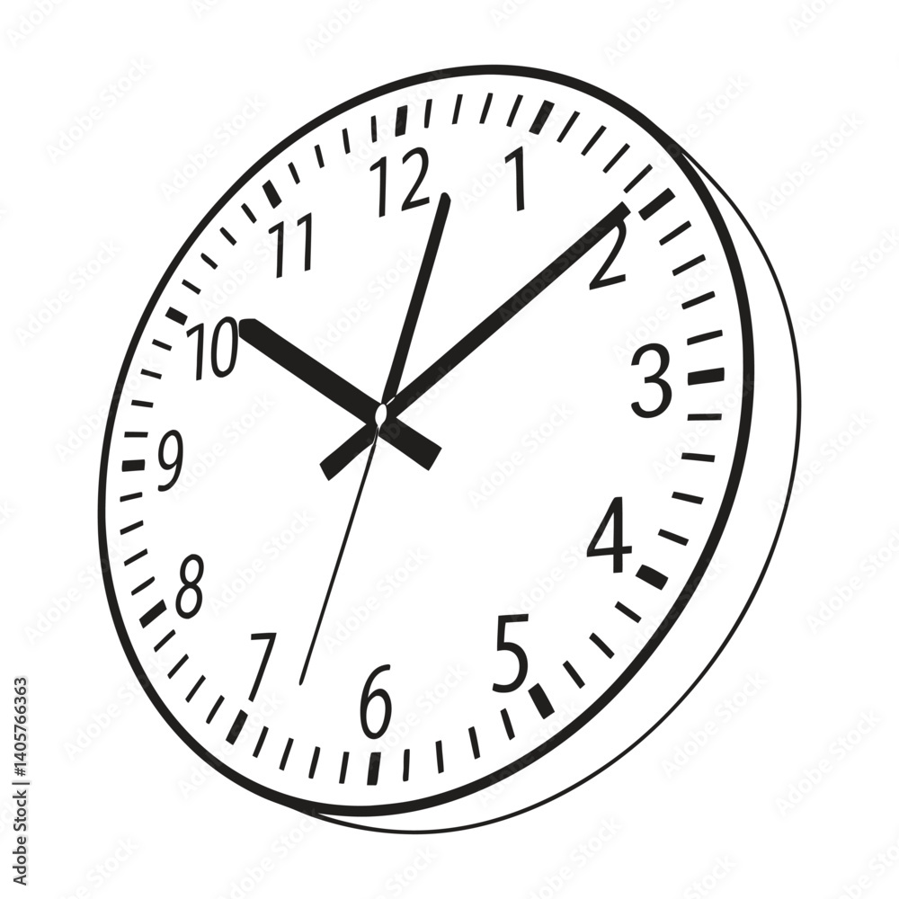 Classic black and white round wall clock