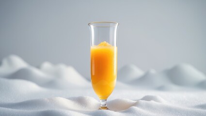 Poster - Fresh carrot juice served in a glass on a white surface