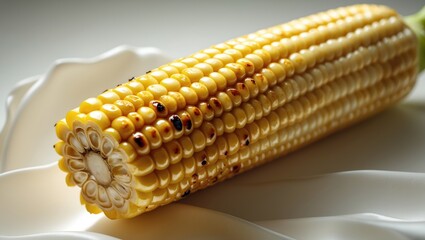 Poster - background with an isolated slice of grilled sweet corn