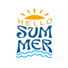 Aufkleber - Hello Summer text art. Modern concept of summer theme for banner, poster, cover