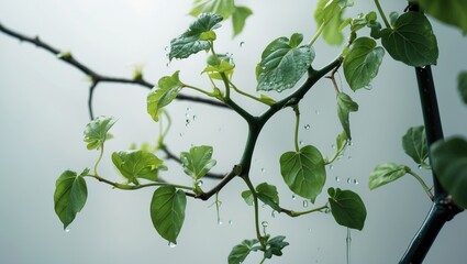 Aufkleber - Cluster of leaves from a newly emerged strain with rainwater