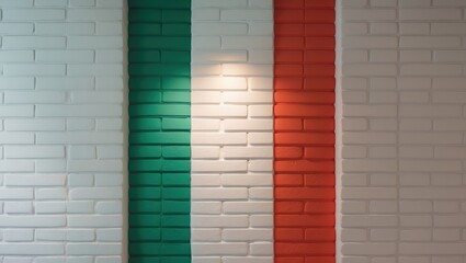 Aufkleber - Background featuring a brick wall in green, pink, white, and blue.