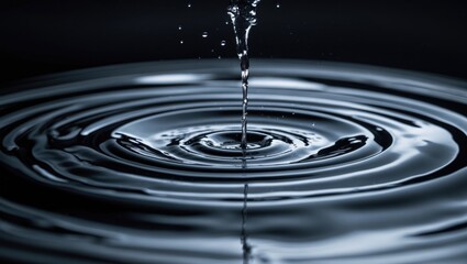 Poster - Background with water drop splash or ripple. Abstract shape created by water.