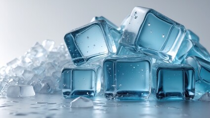 Poster - Mound of crushed ice on a plain background featuring space for text