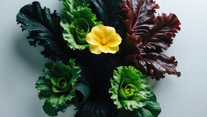 Aufkleber - Green salad leaves of lettuce on a white background