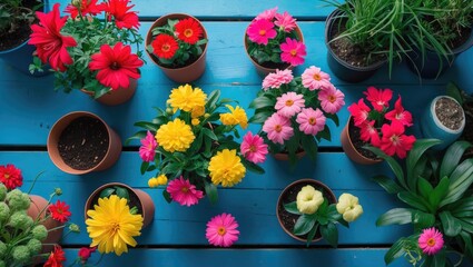 Aufkleber - Collection of flower pots on the floor