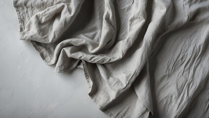 Poster - Grey backdrop featuring a textile napkin. Culinary background for recipes, cooking components, and restaurant aesthetics.