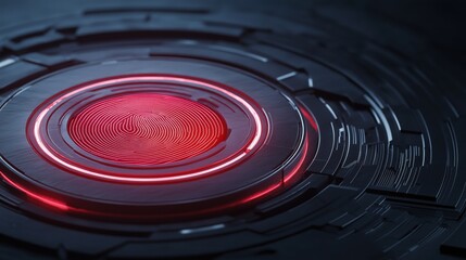 Poster - Futuristic Biometric Scanner Interface with Glowing Fin Technology and Advanced Patterns