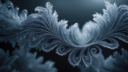 Wall Mural - ice crystal frostwork patterns on a dark background.