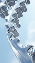 Poster - Close-up of metallic gear teeth, reflecting light, showcasing smooth, reflective surface, symbolizes precision, engineering, and technology