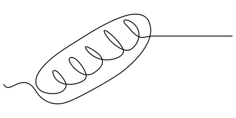 Leinwandbilder - Bread one line drawing, One continuous line drawing of long loaf bread, Continuous line art drawing Bread in the form of a baguette Long sandwich bread. One Continuous Line Drawing of Bread Icon. 