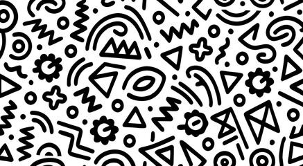 Fototapete - Abstract Geometric Shapes: A vibrant array of interconnected black geometric shapes and dynamic lines create a mesmerizing abstract pattern, perfect for designs.